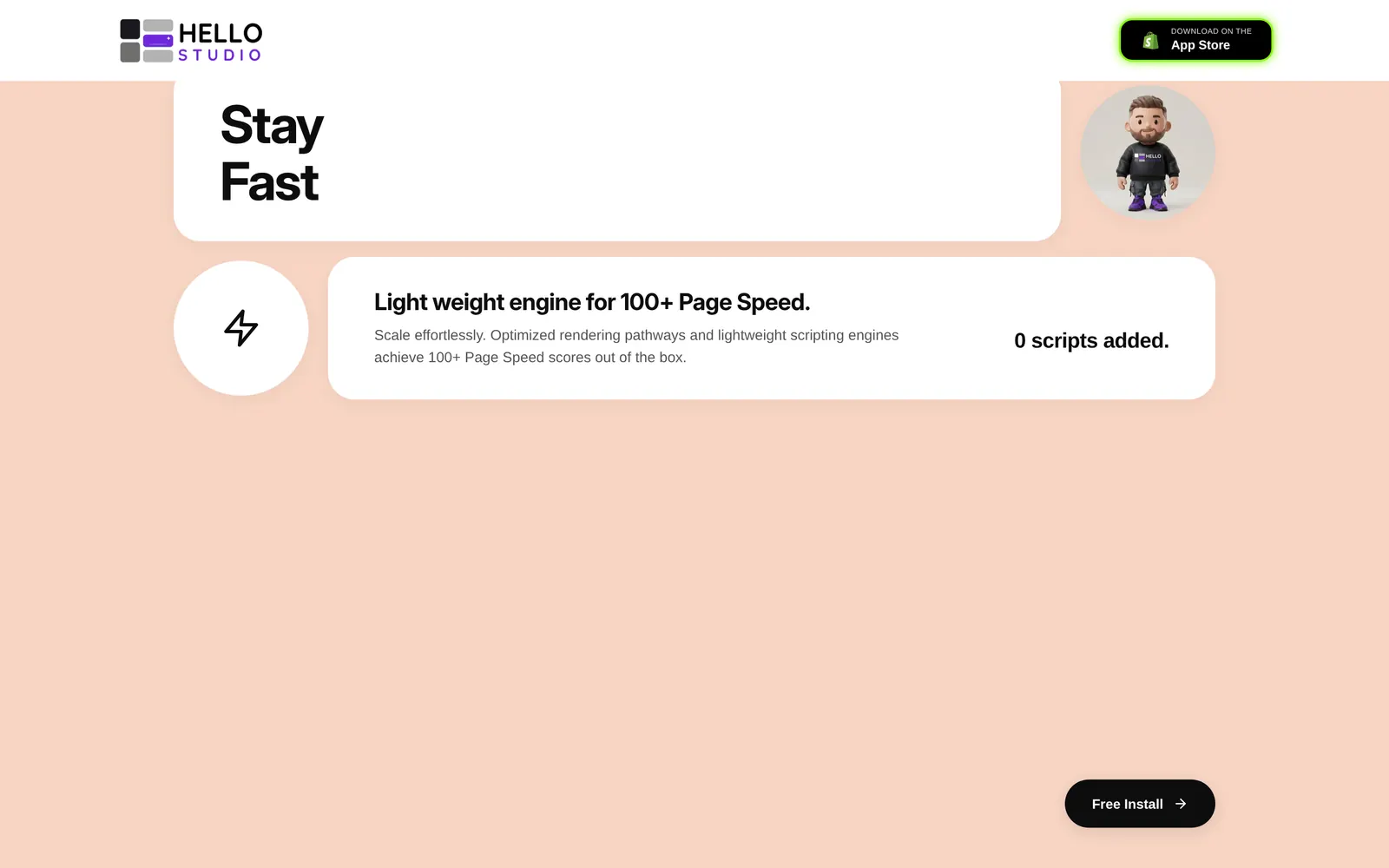 Stay Fast — the full-screen panel the native performance card opens into.