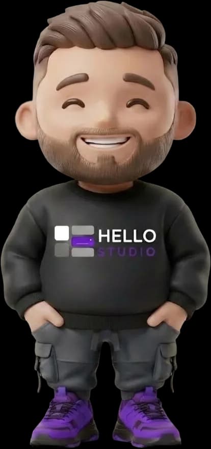 The Hello Studio mascot — relaxes