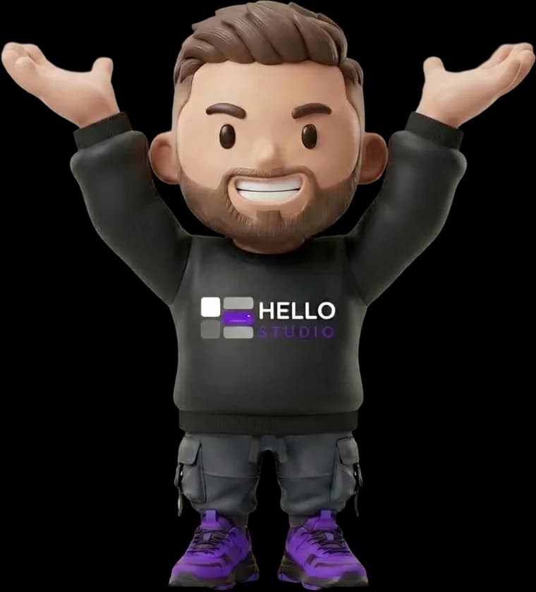 The Hello Studio mascot — presents